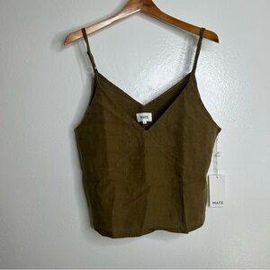 NWT MATE The Label 100% Linen Camisole Tank Top Green Size XL